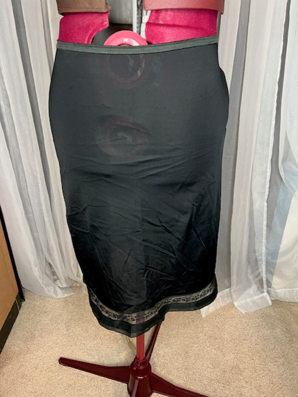 half slip skirt black slip floral lace size medium